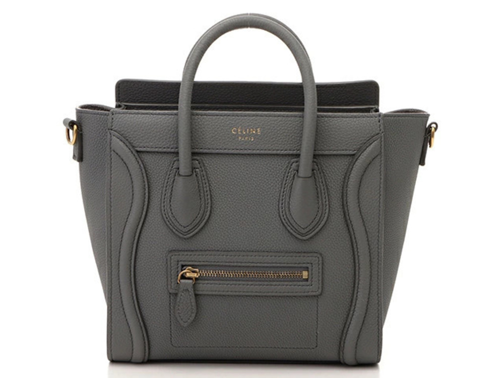 Celine Luggage Tote Tote Bag Shopper Gray Drummed Calfskin